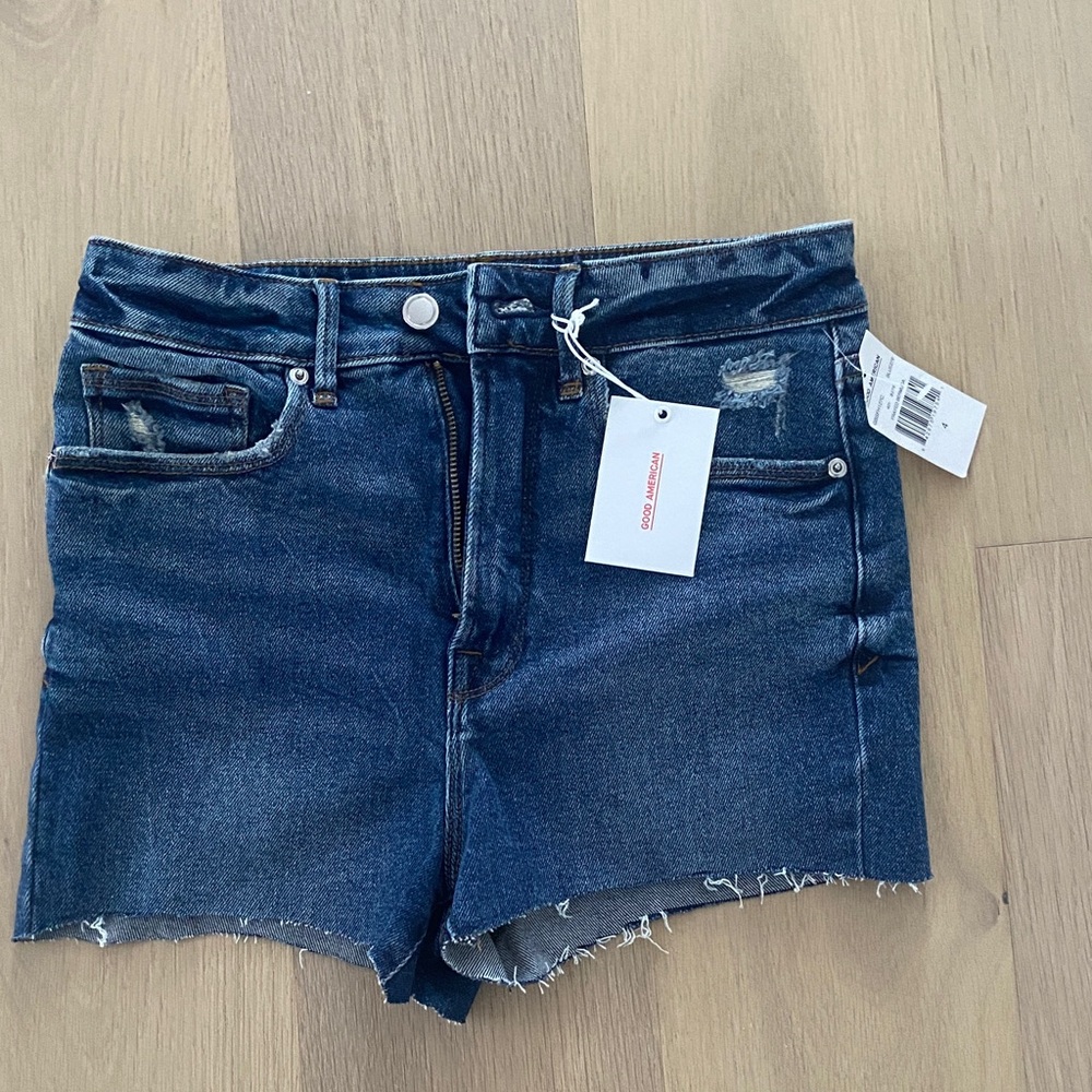 Good American Dark Blue Jean Shorts